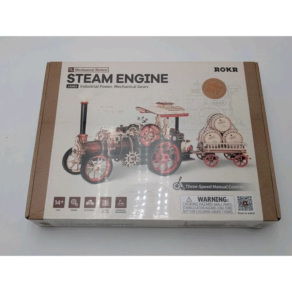 ROKR 3D Puzzle for Adult Kid Steam Engine Tractor Electric Vintage Car Model Kit